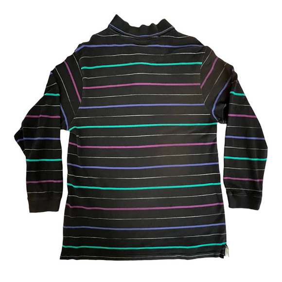 Payne Stewart Legacy Black & Multicolor Stripes Long Sleeve Polo Golf Shirt L - Picture 2 of 5